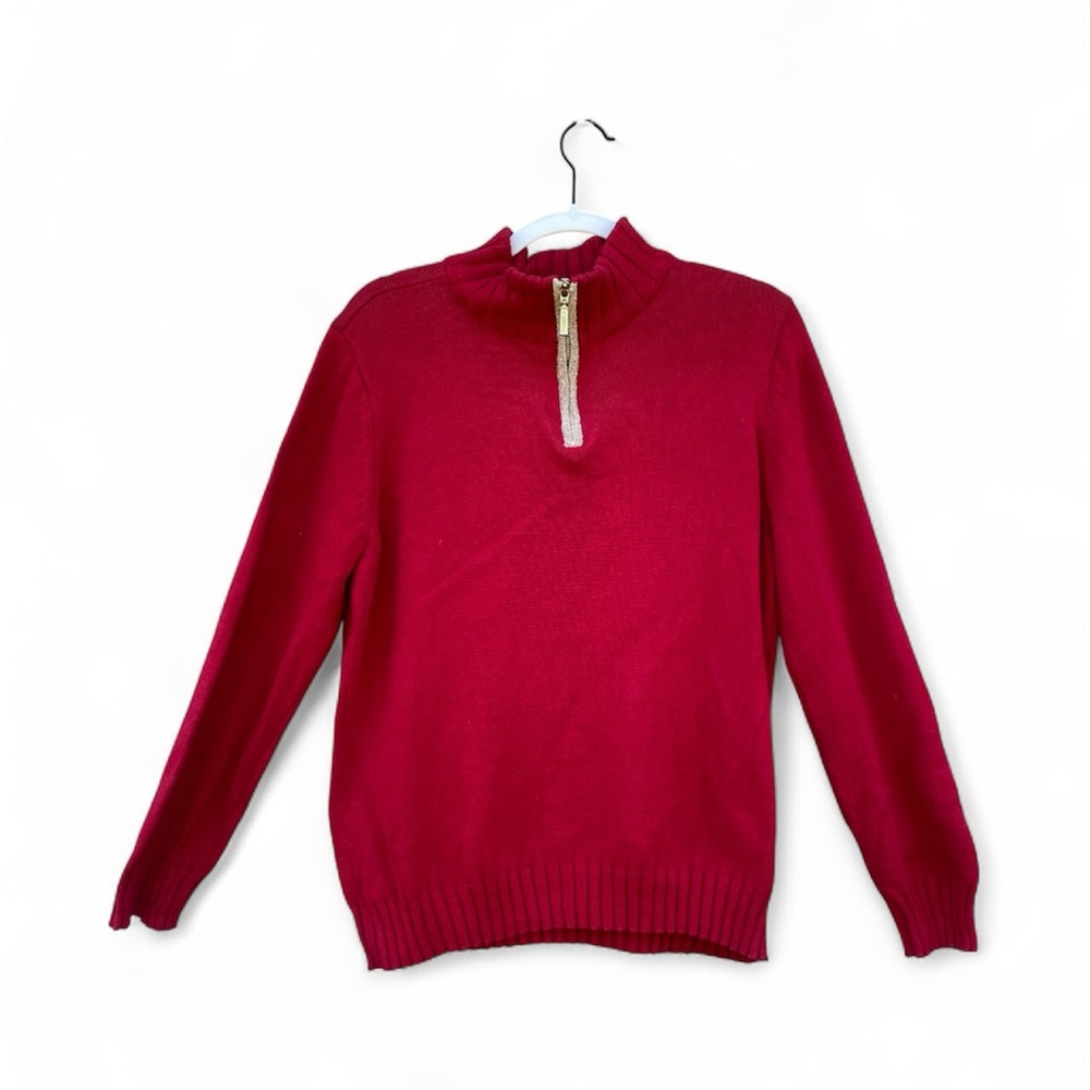 Karen Scott Women’s 1/4 Zip-Up Sweater in Red Size L